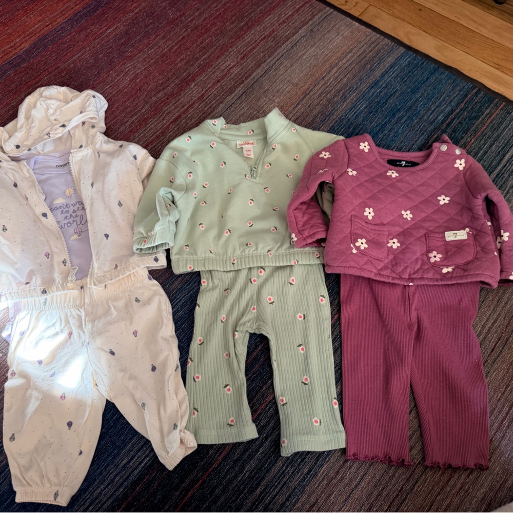 Mixed Baby Clothing Bundle in Cream, Mint, and Plum